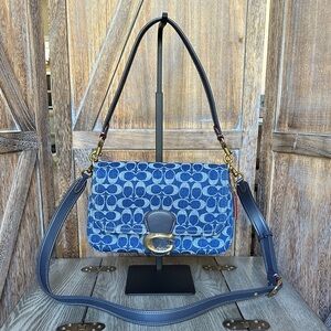 Coach CA105 Washed Denim Soft Tabby Shoulder Crossbody Handbag